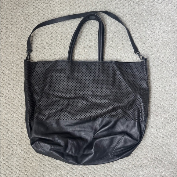 Osklen Handbags - Osklen Black Perforated Leather Slouchy Tote Shoulder Bag